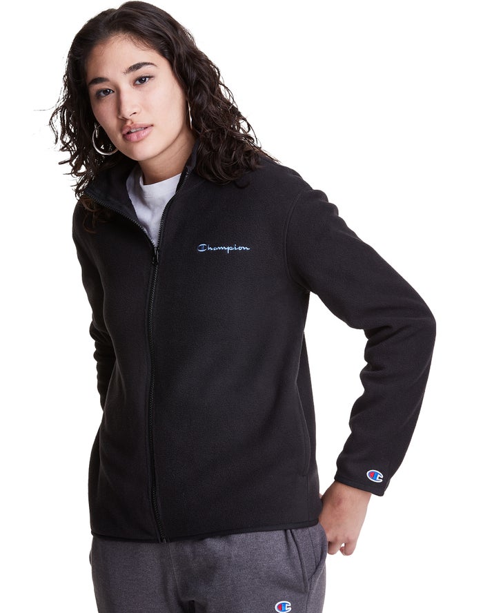 Champion Dame Jakke Sort - Polar Fleece Full Zip Mock Neck - Danmark XSB-902164